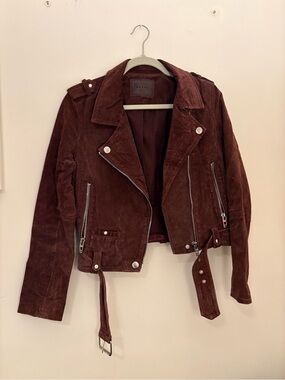 Blank NYC Women's Suede Biker Jacket - Dark Burgundy